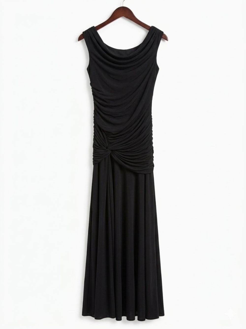 Wayf Draped Cowl Neck Ruched Maxi Gown